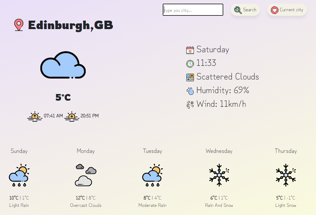 Weather app screenshot